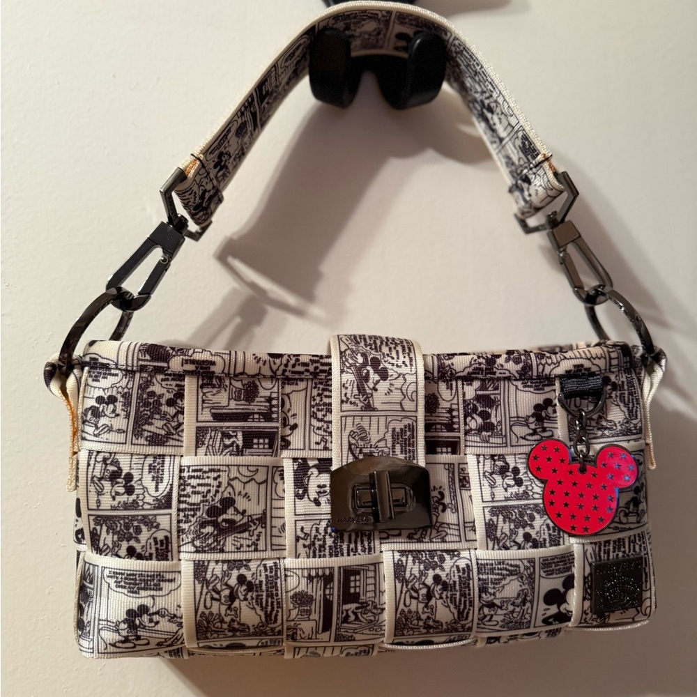 Harveys Black and White Comic Shoulder Bag with Red Detail